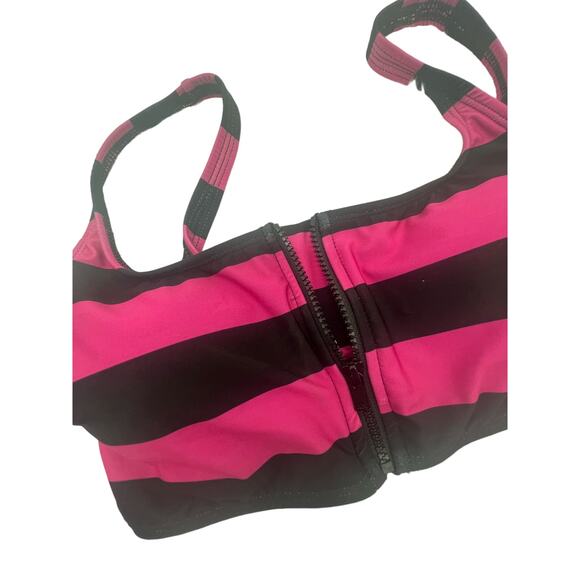 Michael Kors Two-Piece Swim Suit Pink and Black Stripes Size Small New with Tags - Picture 5 of 11